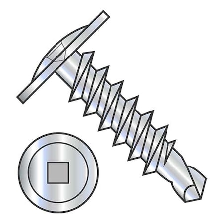 Usa Industrials Self-Drilling Screw, #8-18 x 2-1/2 in, Zinc Plated Steel Truss Head Square Drive BULK-SCRW-12271